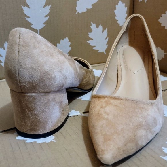 Aldo Sevilassa Classic Suede Block Heel 7.5 Pointed Toe Slip On ~ Hardly Worn - Picture 2 of 9